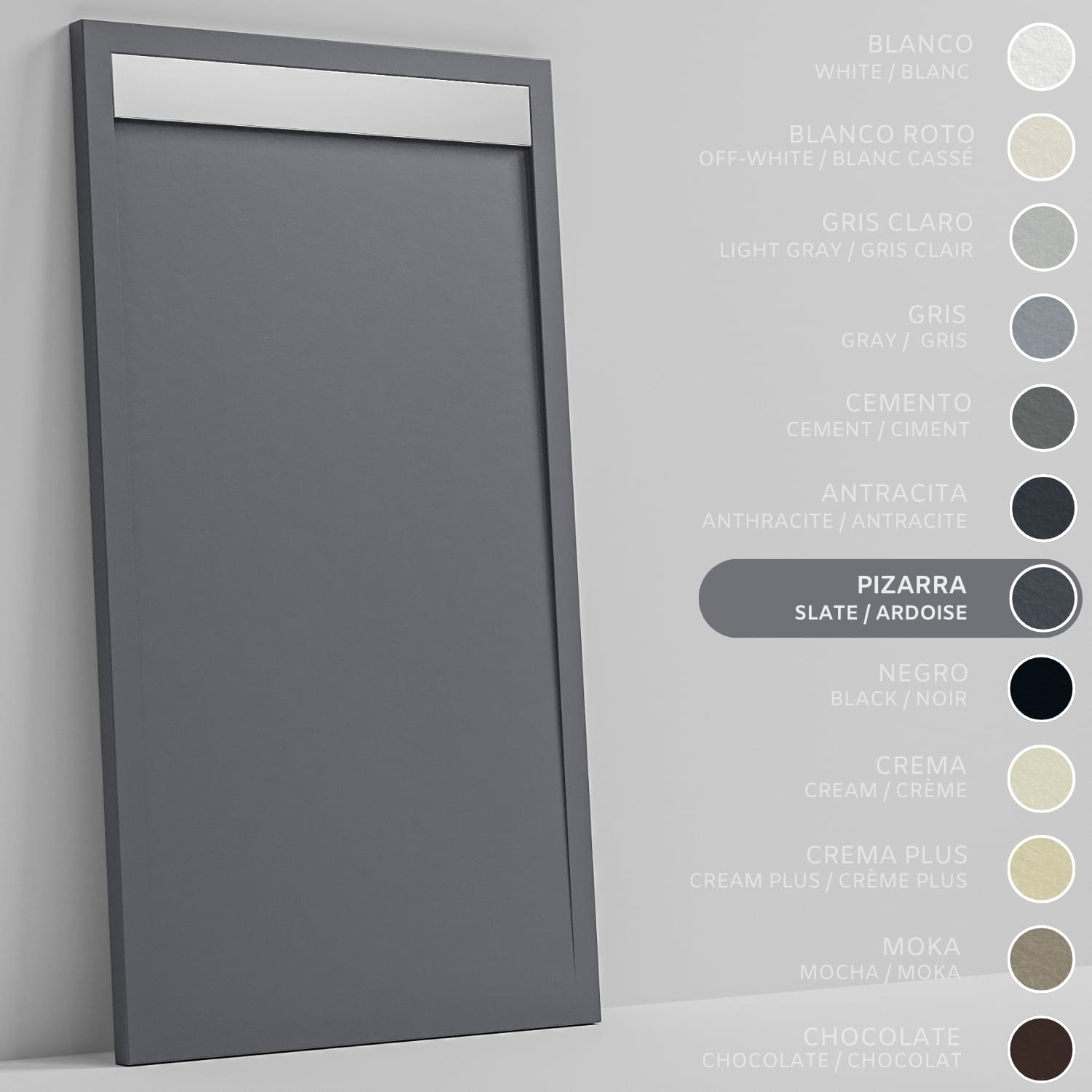 SOULHOME Brodzik prysznicowy– Żywica– Gel Coat– Gładka/Kamienna tekstura – Antypoślizgowy – łupkowy- 120x90- Niski 3cm– Ruszt INOX