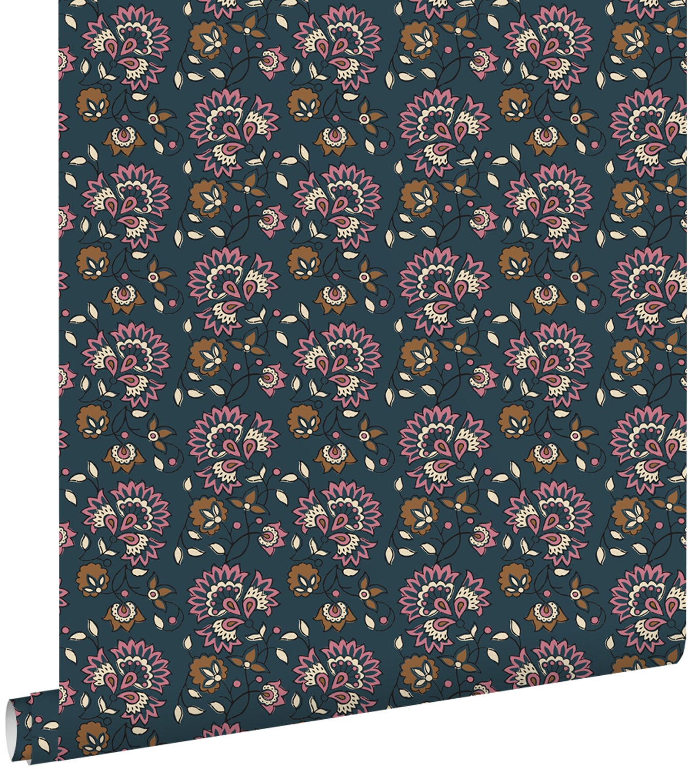 Tapeta zabytkowe kwiaty ciemnoniebieski i fioletowy - 50 x 900 cm - ESTAHOME