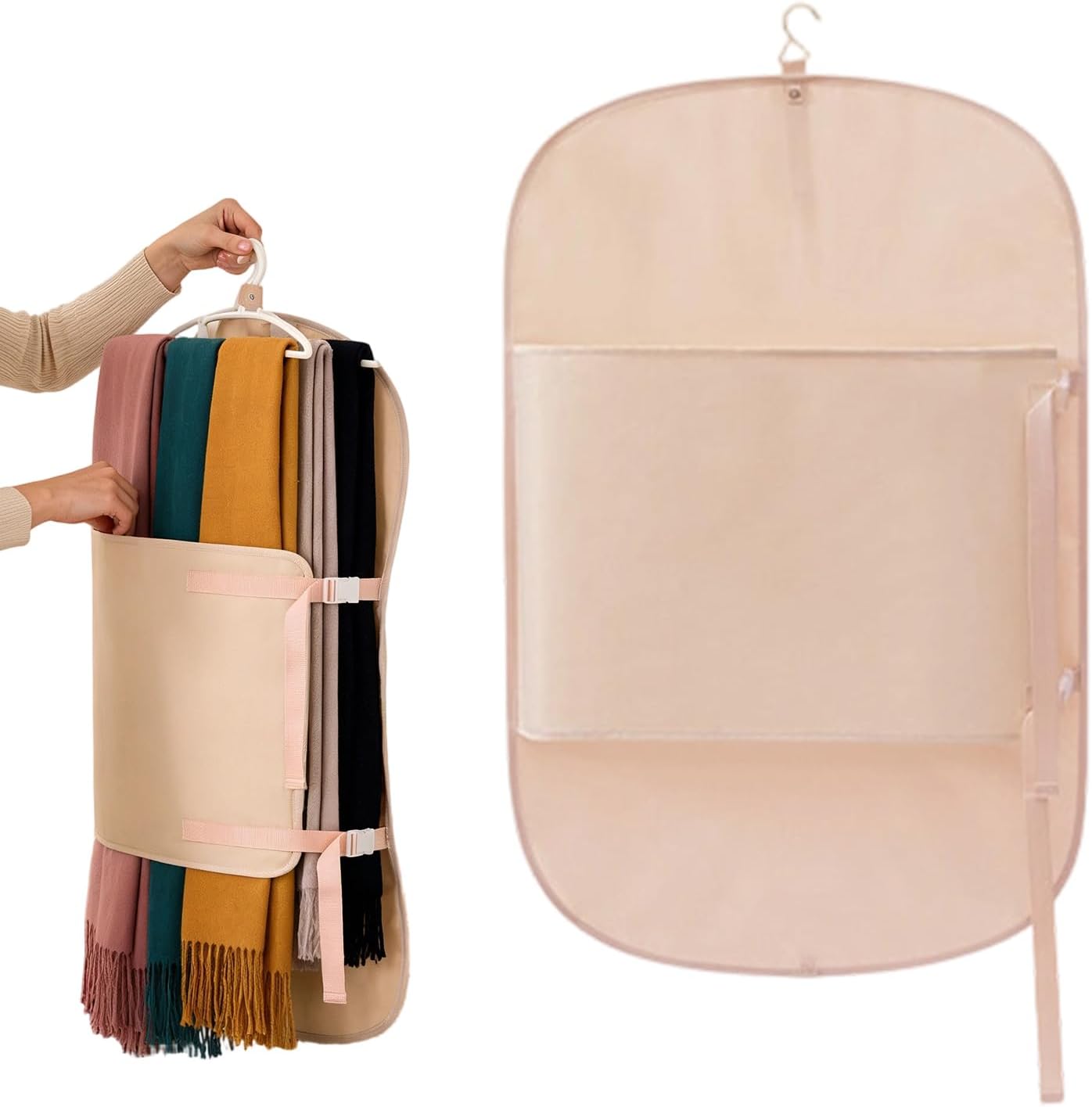 Pokrowiec na ubrania z metalowym wieszakiem 90x58 cm | Pyłoszczelny organizer do garderoby z ochroną na płaszcze, kurtki, sukienki, swetry