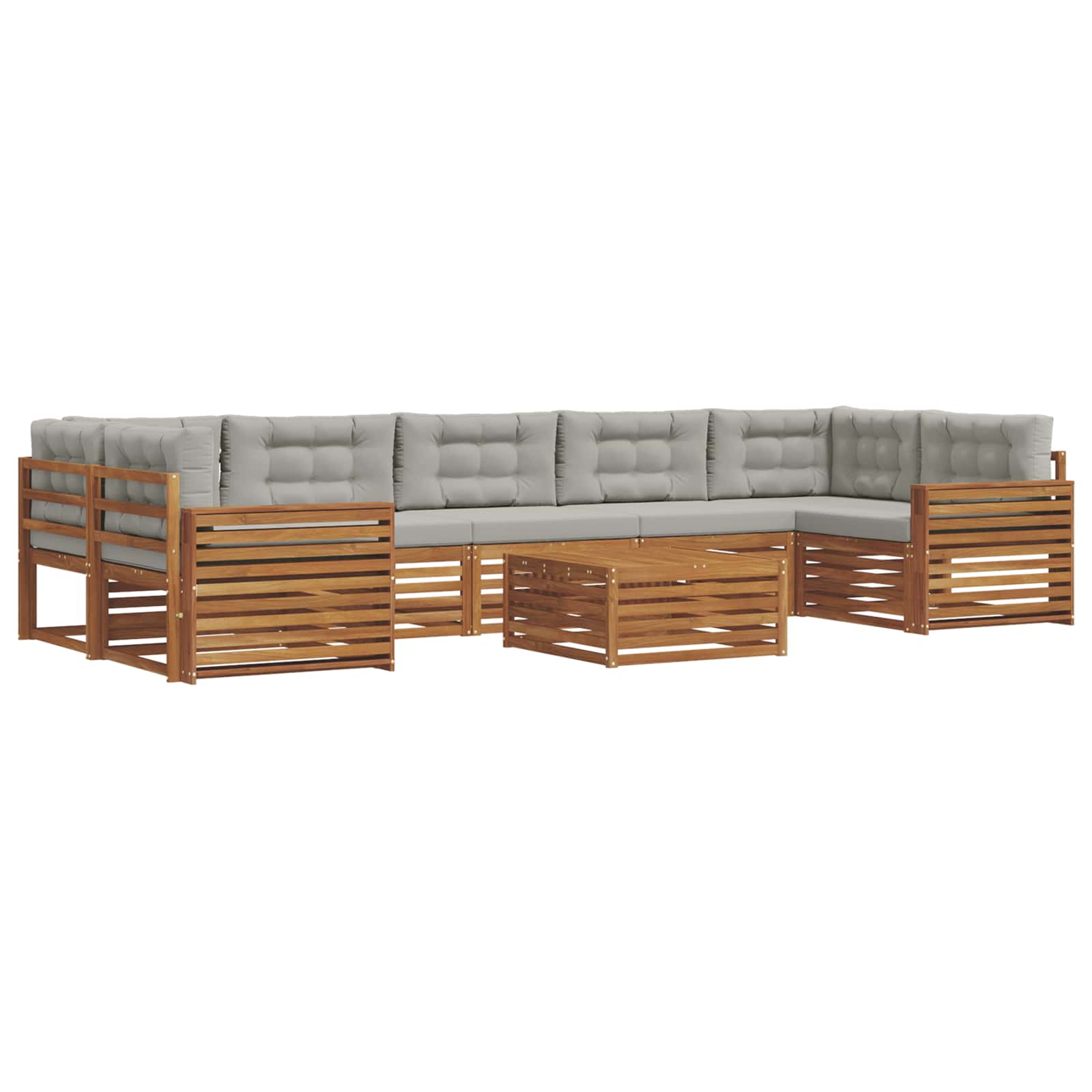 Zestaw sof na zewnątrz z poduszką 8 pcs Naturalny i Jasny Szary