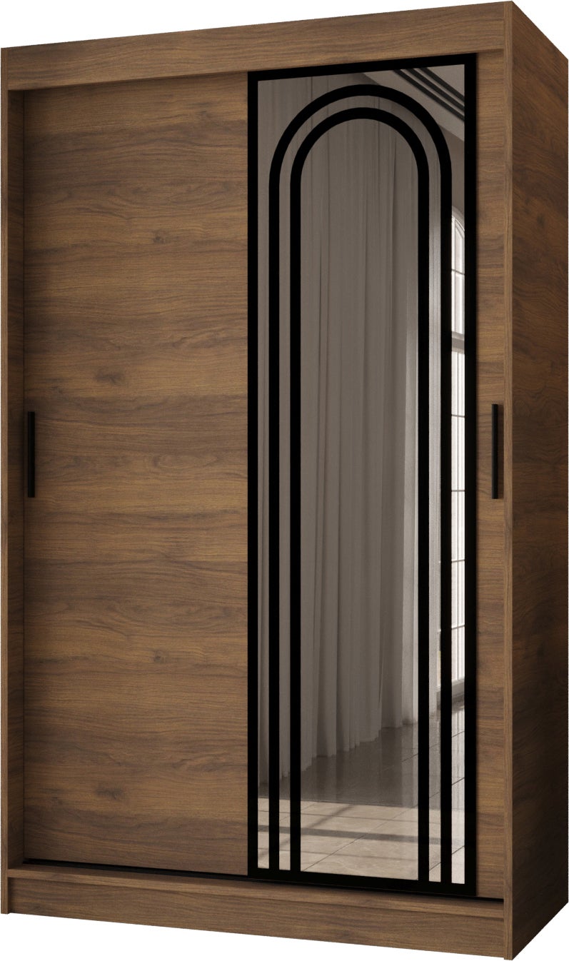 Szafa przesuwna z lustrem VIGO 120 x 62 x 200 orzech + u. czarny