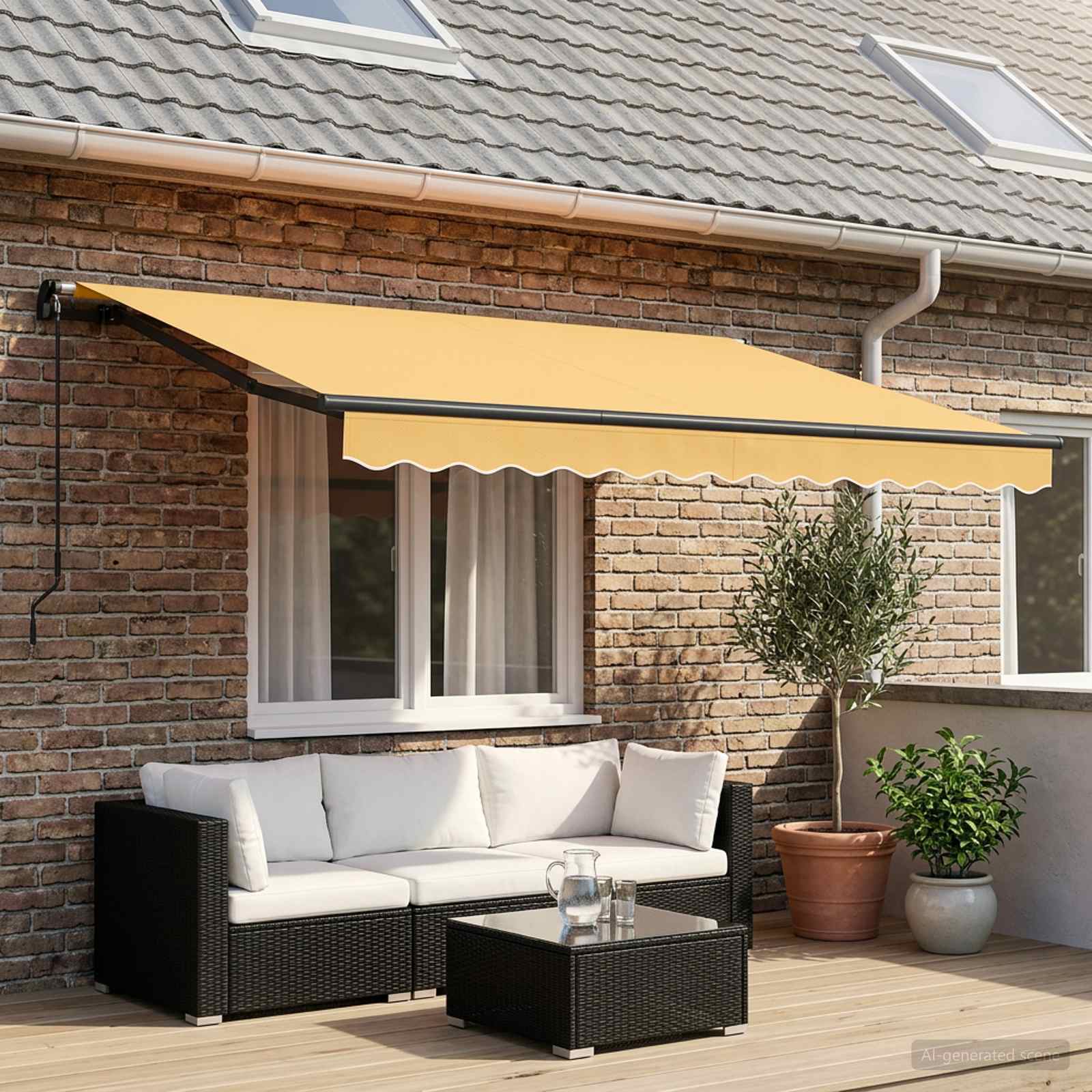 Markiza wysuwana piaskowy 500 × 300 cm Poliester i aluminium vidaXL