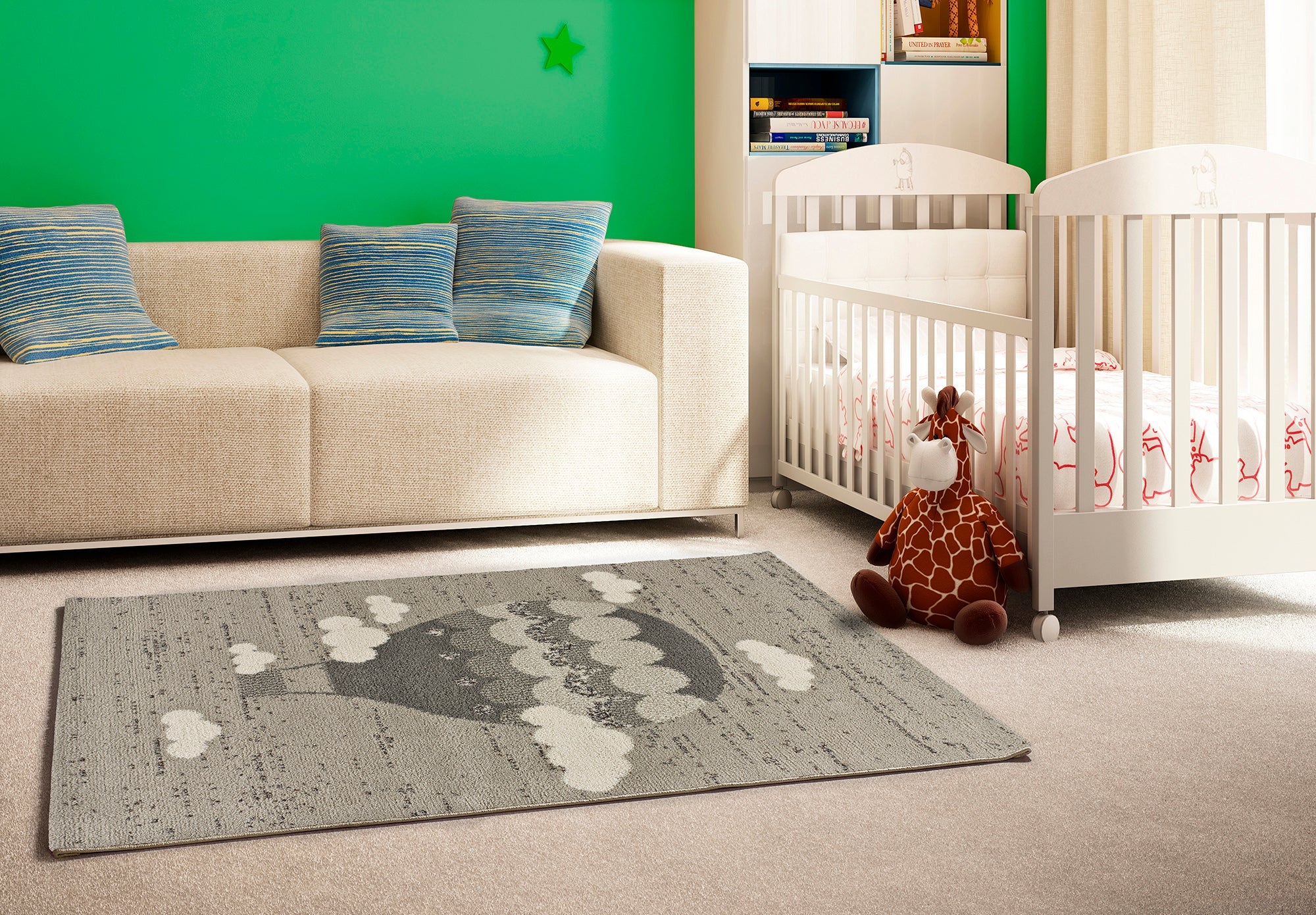 Prostokątny szary dywan do wnętrz 115 x 170 cm CRANBERRY Kids - ATTICGO