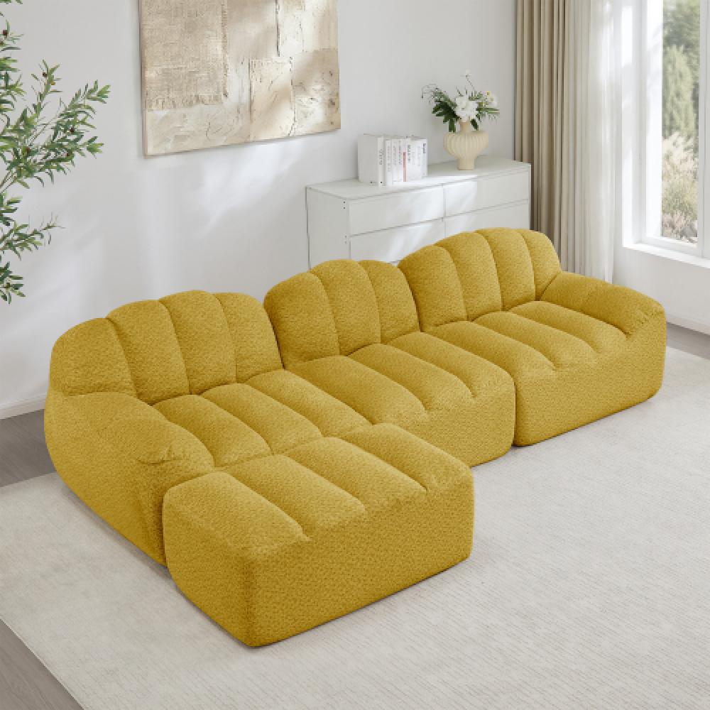 Modułowa sofa 3-osobowa w stylu muszli, głębokie poduszki, do salonu i mieszkania, nie wymaga montażu