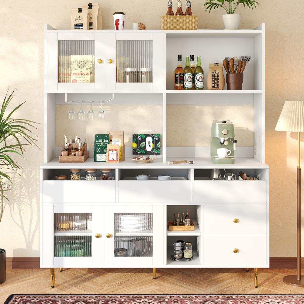 Wysoka szafa restauracyjna nowoczesna z drzwiami szklanymi Changhong, półka na kieliszki,wielopoziomowe przechowywanie w solidnym MDF,elegancki design