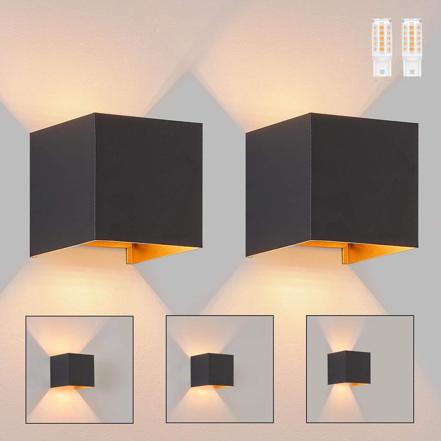 ZMH Kinkiet - 2ER Kinkiet wewnętrzny LED - Ciepła biel G9 Kinkiet zewnętrzny IP65