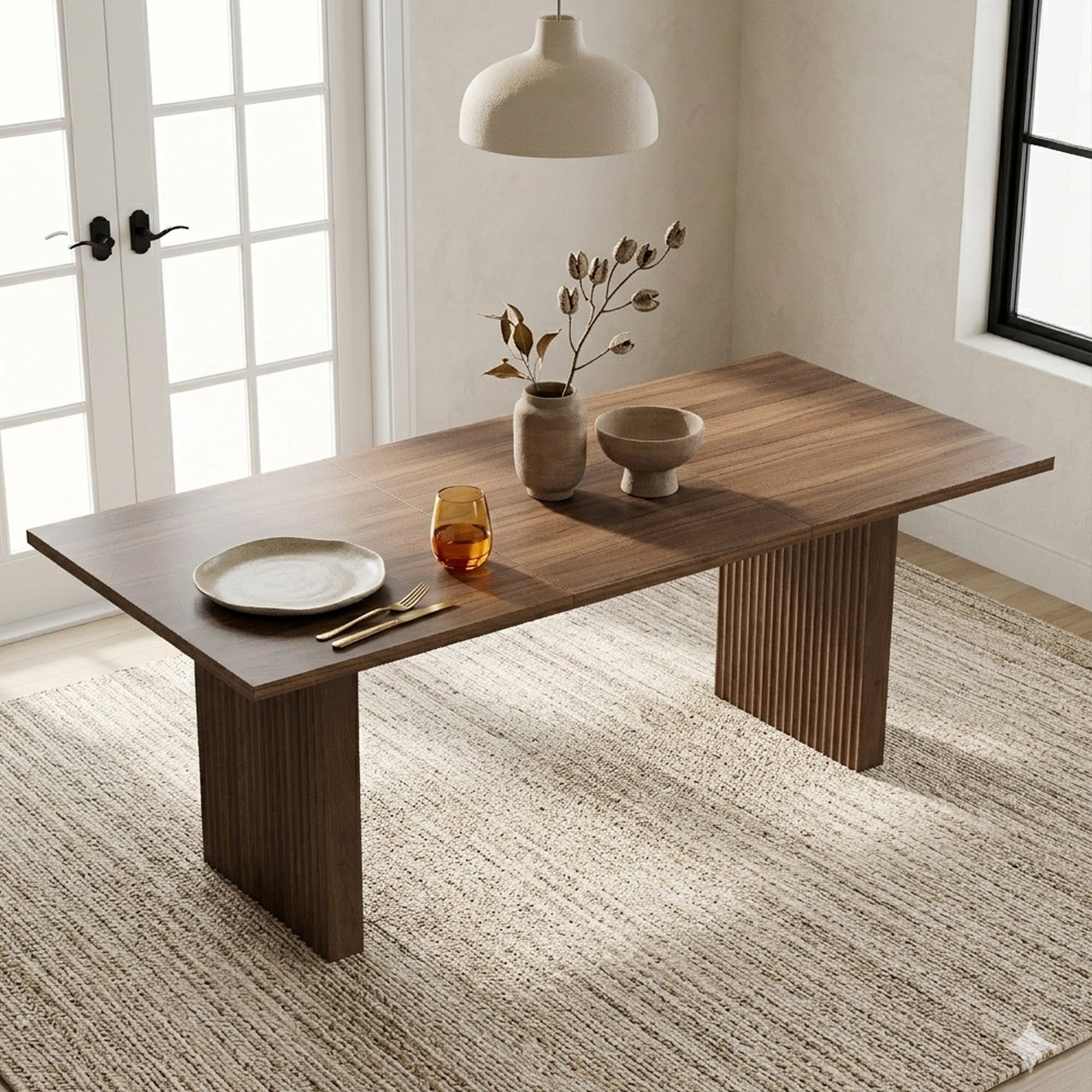 Rozkładany stół jadalniany 140/200x90x75 cm - Dla 6–8 osób - Gruby prostokątny blat - Brązowy