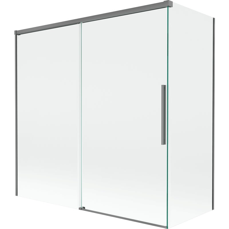 Mexen Rox parawan nawannowy 2-skrzydłowy rozsuwany 160 + 70 x 150 cm, transparent, gun metal - 8C9-160-070-95-00