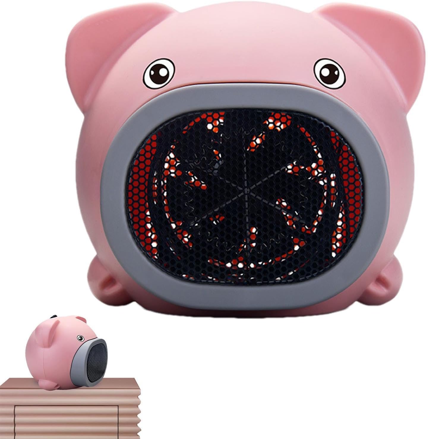 Grzejnik stołowy Pink Pig - miniaturowy grzejnik ceramiczny - szybko nagrzewający się ceramiczny grzejnik elektryczny, idealny do biura, namiotu kemp