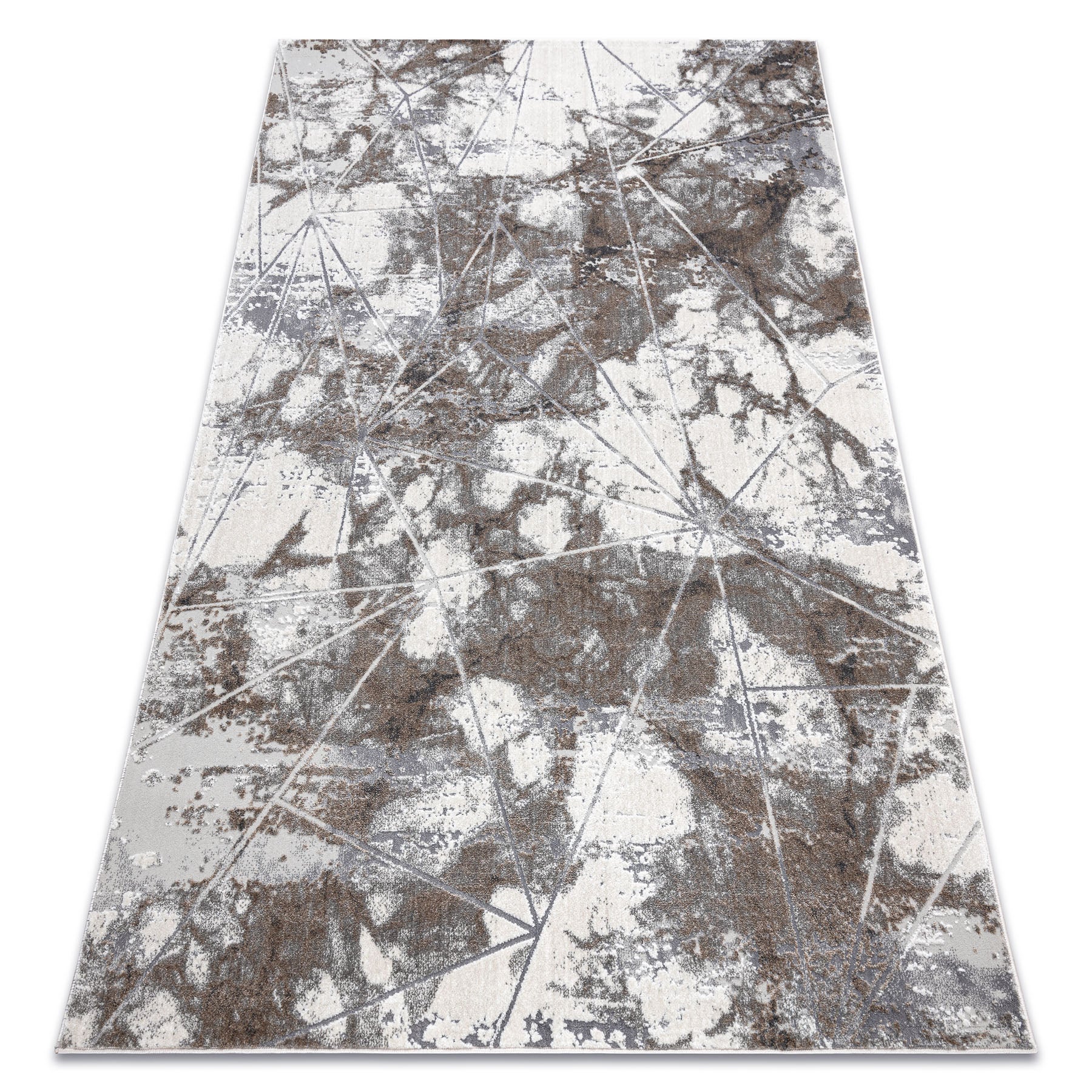 Dywan NOBLE nowoczesny 1515 64 Marmur, geometryczny - Strukturalny, dwa poziomy runa krem / szary 80x150 cm