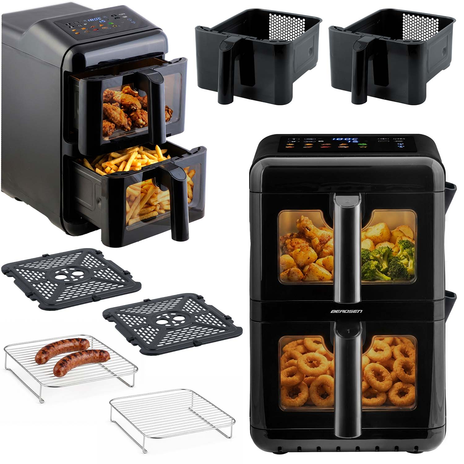 Frytkownica beztłuszczowa Berdsen BD-663 dwukomorowa 11,6L pionowa Air Fryer 3000W