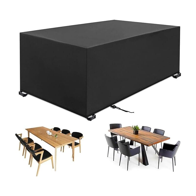 Pokrowiec ochronny na prostokątne meble ogrodowe 180 x 120 x 74 cm, tkanina Oxford 420D, czarny