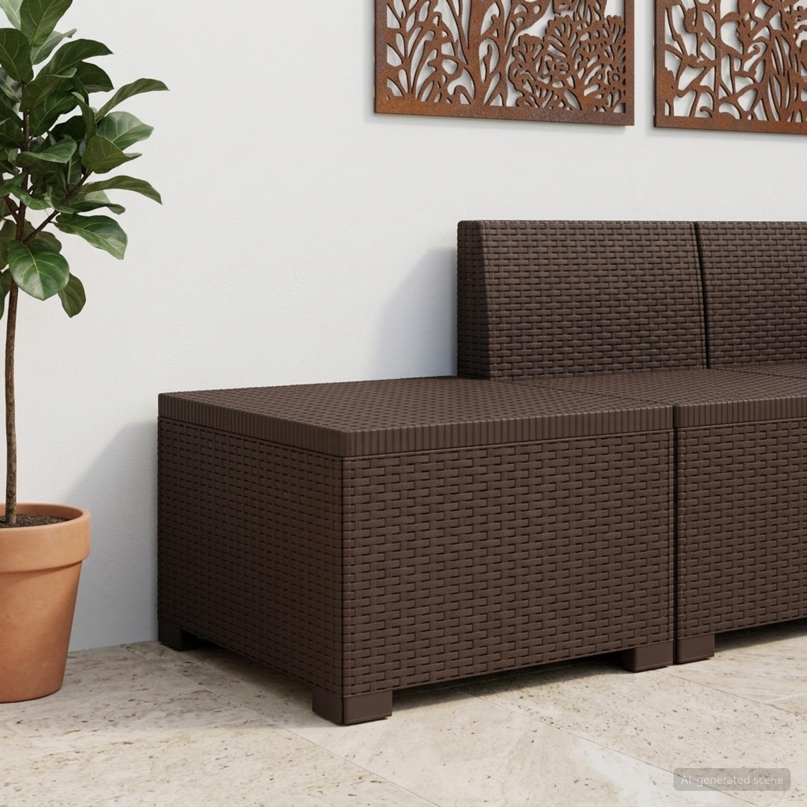 Sofa Ogrodowa 1-osobowa w Wyglądzie Rattanowym PP brązowy vidaXL