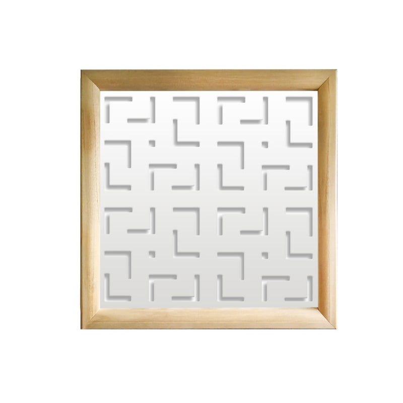 LABYRINTH M - Kwadratowe moduły dekoracyjne z drewna i PVC - Rozmiar 98x98 cm - Grubość 64 mm - Kolor wewnętrzny BIAŁY