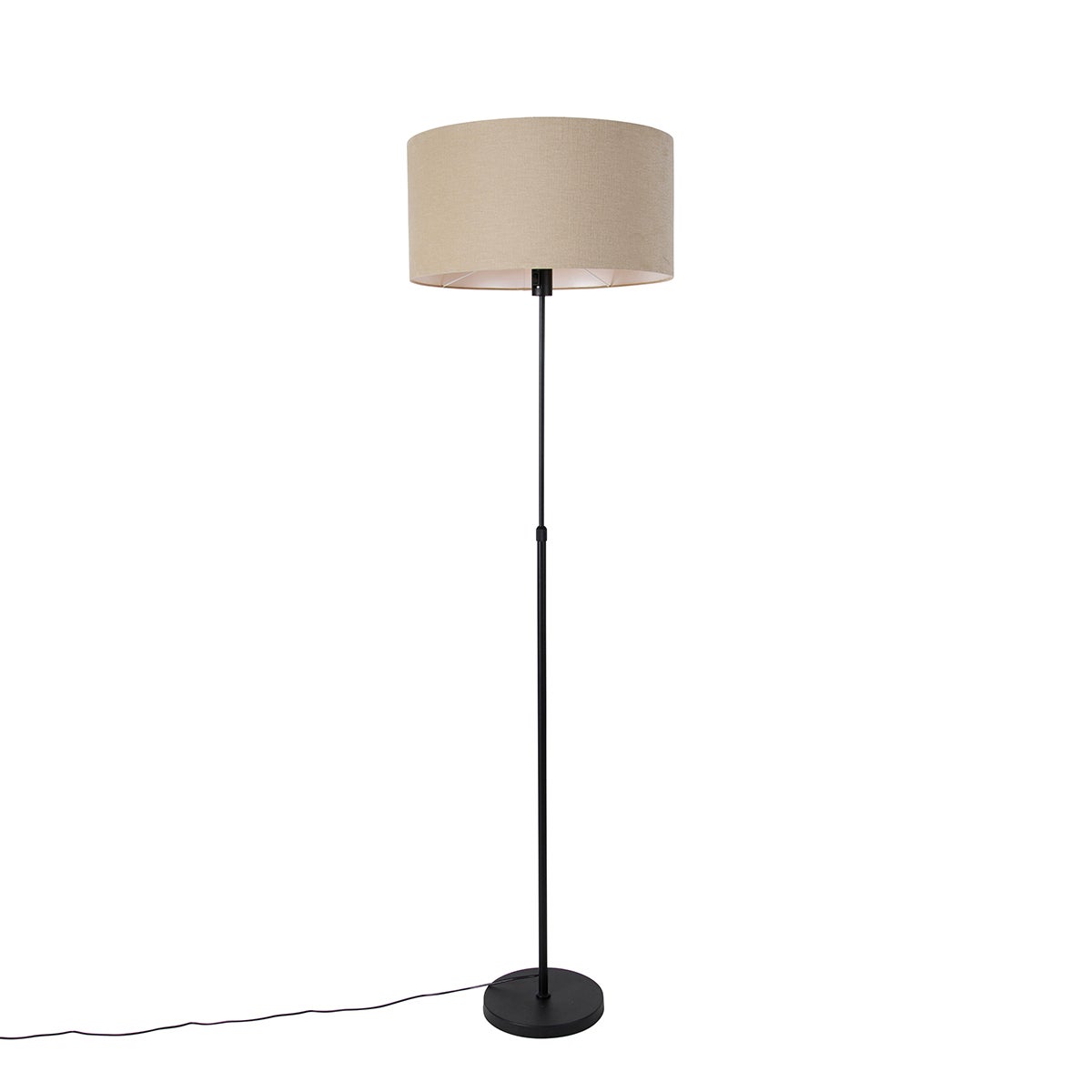 Qazqa designerski lampa podłogowa z kloszem - Parte Stof - czarny, okrągły, max. 60w, kompatybilny z żarówką LED, e27, 172cm