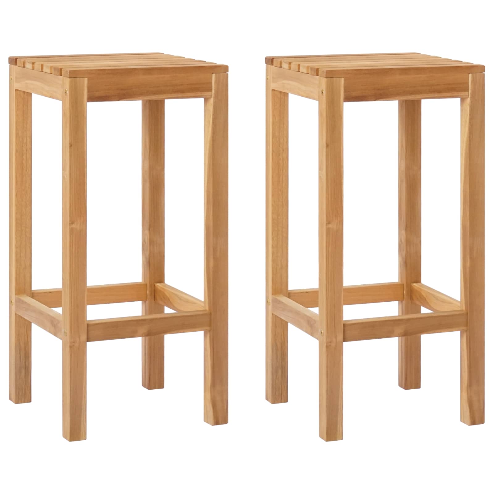 2x Stołek Barowy Tekowy Naturalny 35x35x75 cm na Taras do Ogrodu