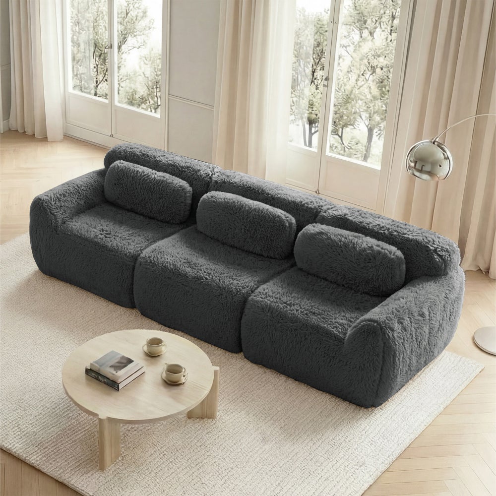 Modułowa sofa 3-osobowa, głębokie wykończenie, miękka tkanina premium, ergonomiczna pianka 32D, nie wymaga montażu