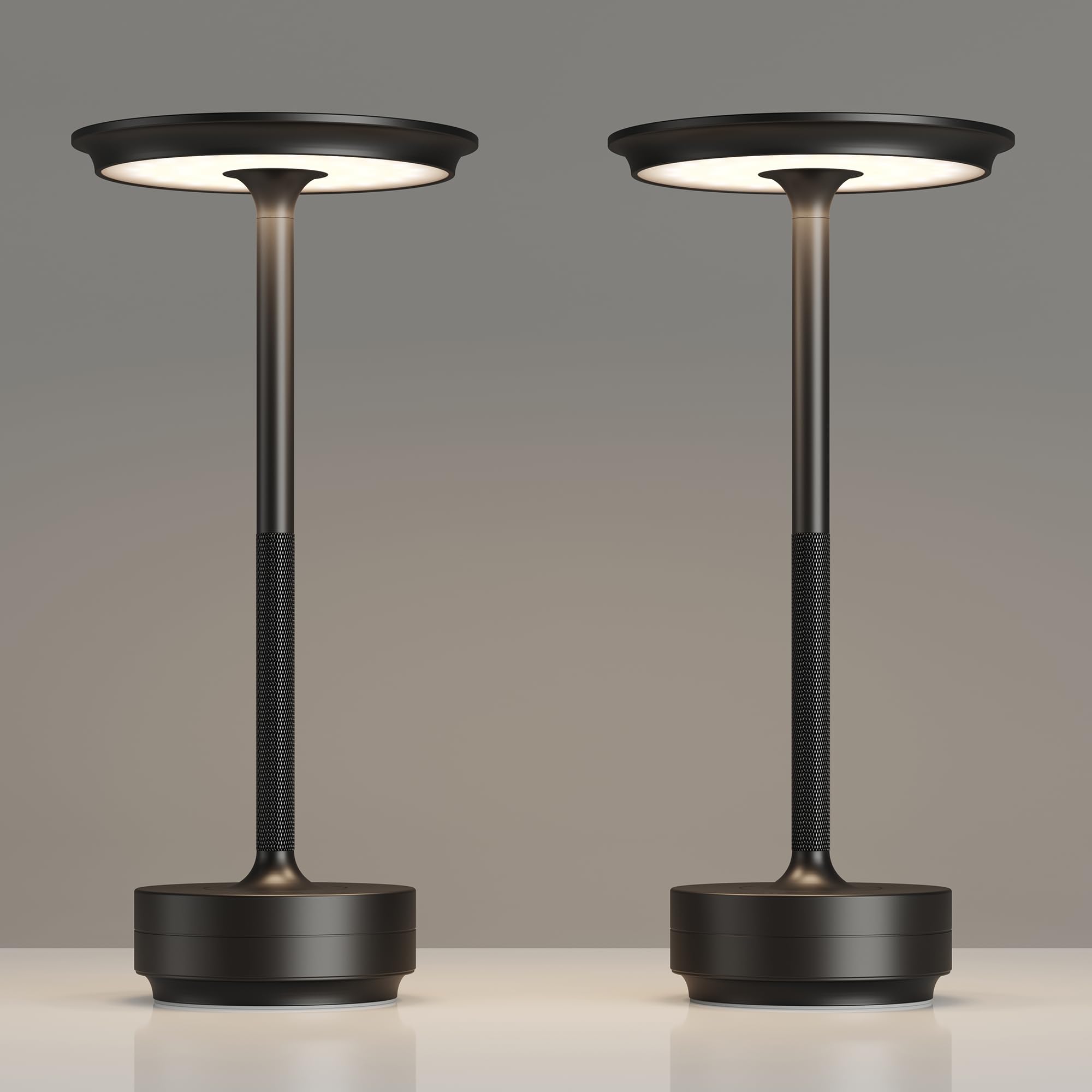 Lampa Stołowa Bezprzewodowa Zasilana Baterią 2 Sztuki, Bateria 5200mAh, 3 Temperatury Płynna Regulacja, Funkcja Pamięć, Czarna