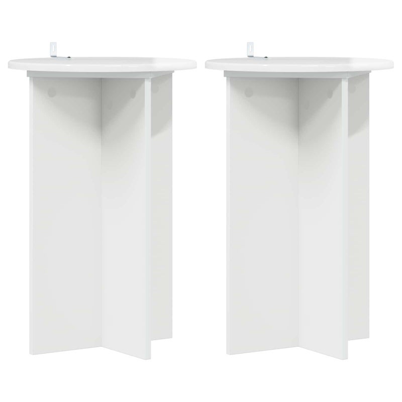 2x Stojak na Rośliny 60 cm Biały Połysk Ø40 cm do Salonu