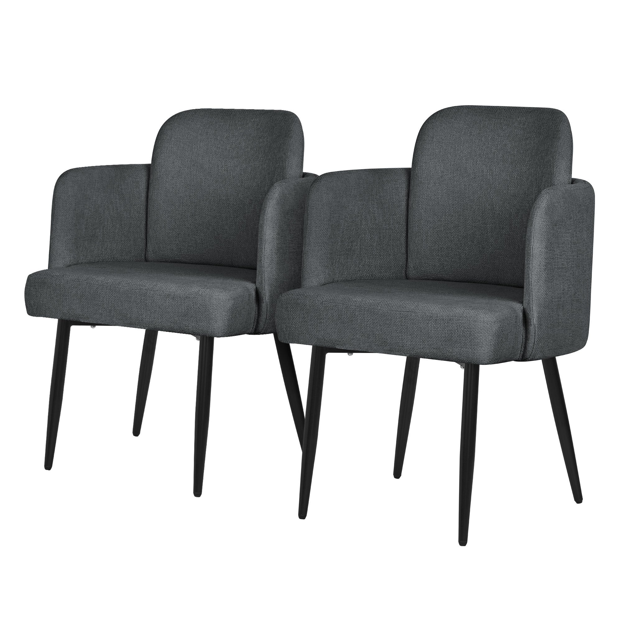 ML-Design krzesła do jadalni 2 antracyt tapicerowane materiałowe z podłokietnikami rattanowe oparcie metalowe nogi ergonomiczne komfortowe