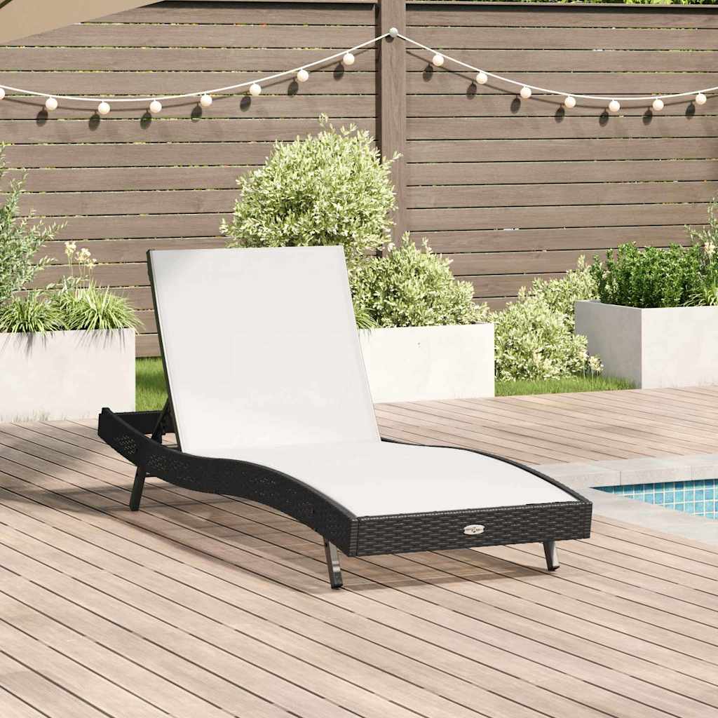 Leżak Czarny i Biały 197 x 70 x 82 cm polirattan vidaXL