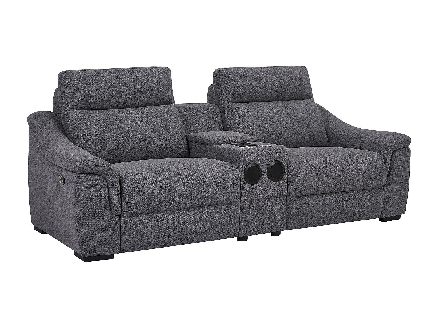 Kanapa 2-osobowa z elektryczną funkcją relax i szarą tapicerką - VERETO