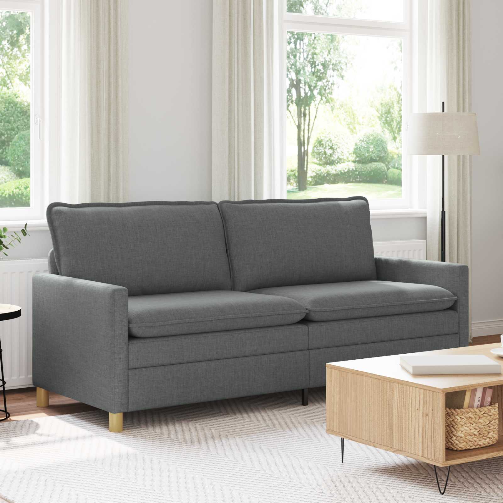 Sofa ciemnoszary 196 x 81 x 87,5 cm tkanina vidaXL