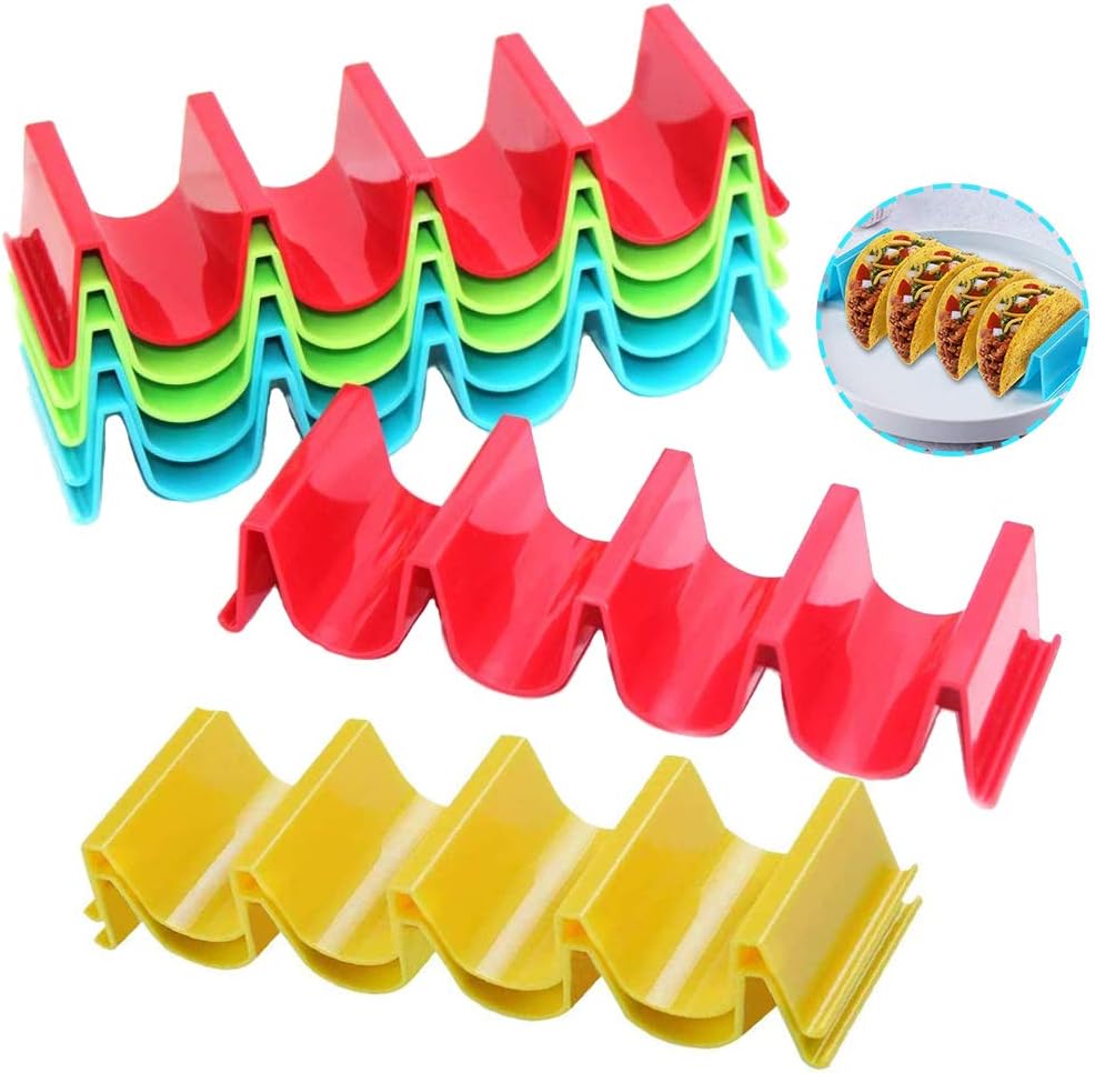 8-częściowe uchwyty na taco, plastikowe stojaki na taco, plastikowe uchwyty na taco, do 4 tacos każdy, do restauracji, domu, na pikniki, imprezy, fest