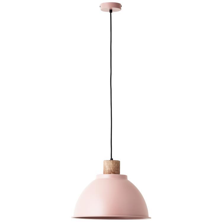 Brilliant Lampa wisząca Erena 38cm jasnoróżowy metal/drewno 1x A60, E27, 60 W, pasuje do zwykłej żarówki (brak w zestawie)