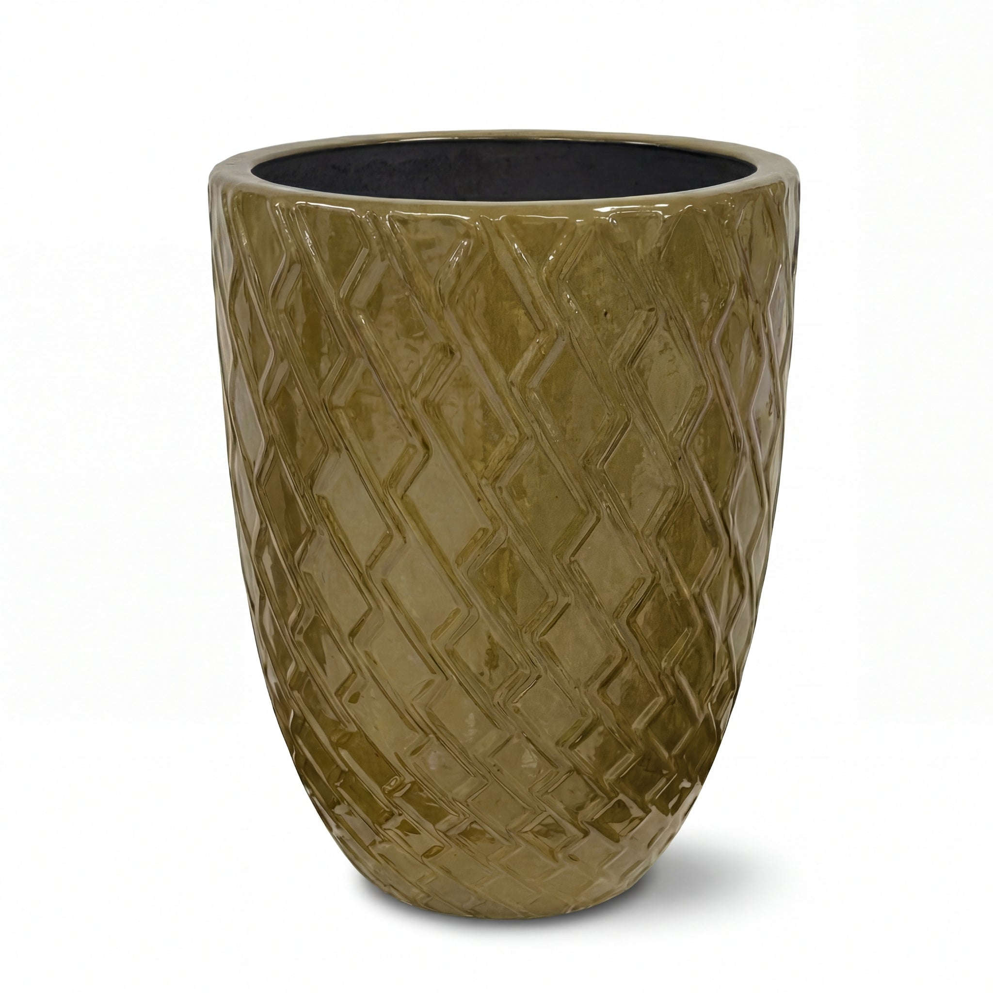 Donica ceramiczna Provencelia ZEUS Oliwkowy, sred.41 x H54 cm, mrozoodporna, rękodzieło, szkliwiona