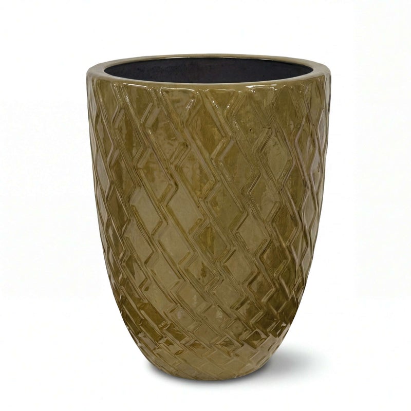 Donica ceramiczna Provencelia ZEUS Oliwkowy, sred.41 x H54 cm, mrozoodporna, rękodzieło, szkliwiona