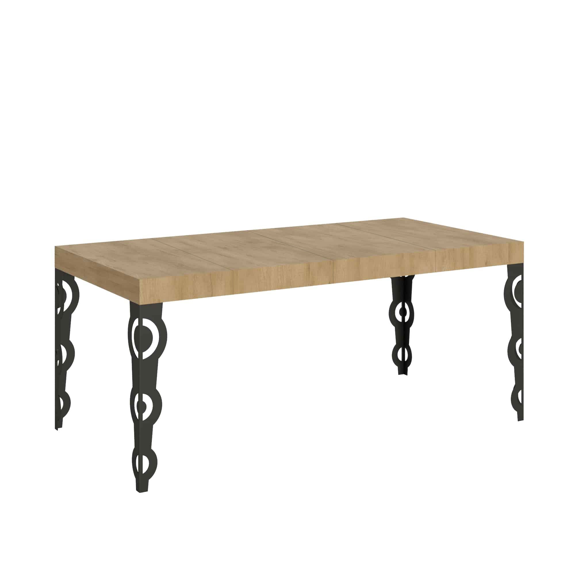 Stół rozkładany 90x90/246 cm Karamay Premium Oak Nature rama Antracyt