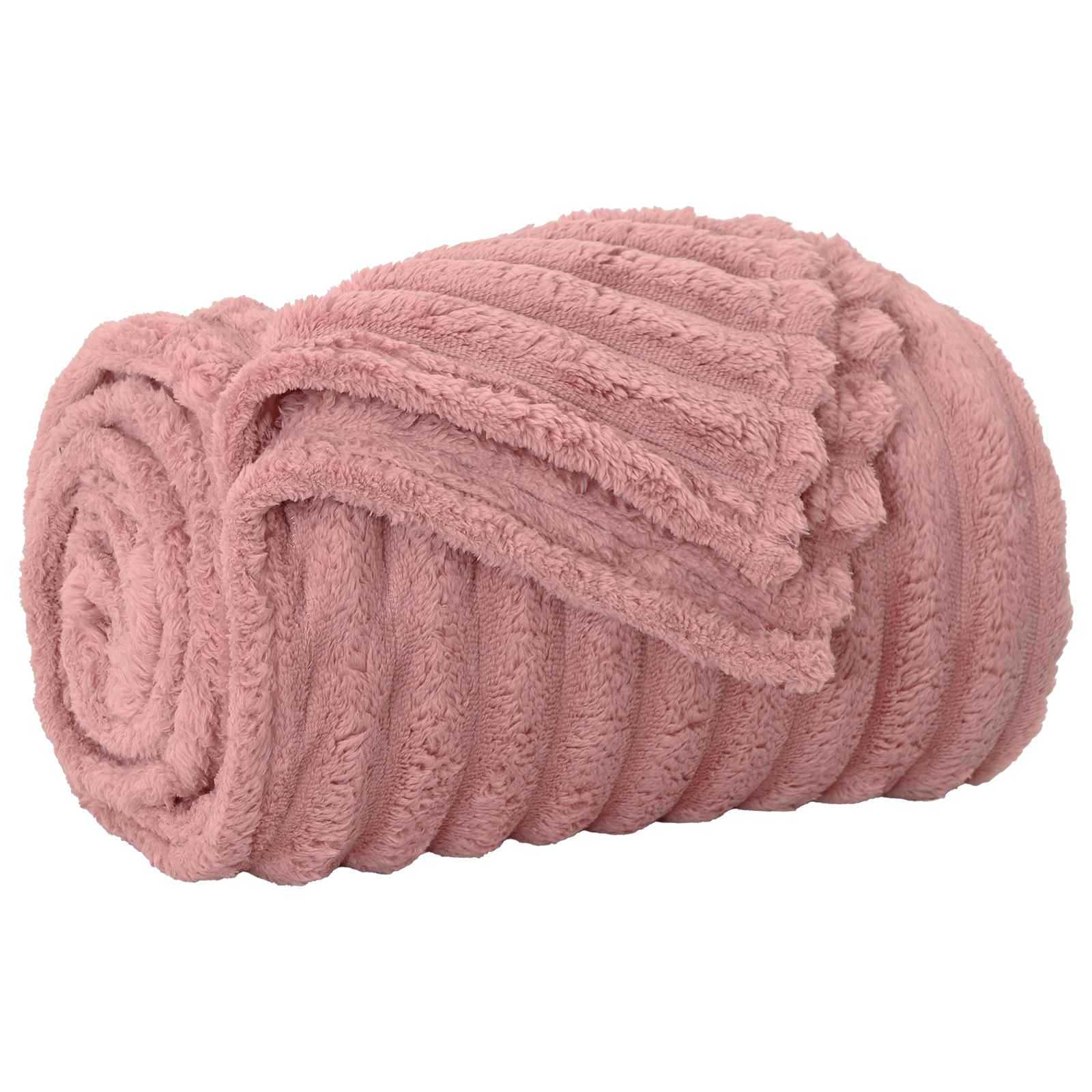 Koc Polarowy Narzuta na Łóżko 240x270 cm 260 g/m² Różowy