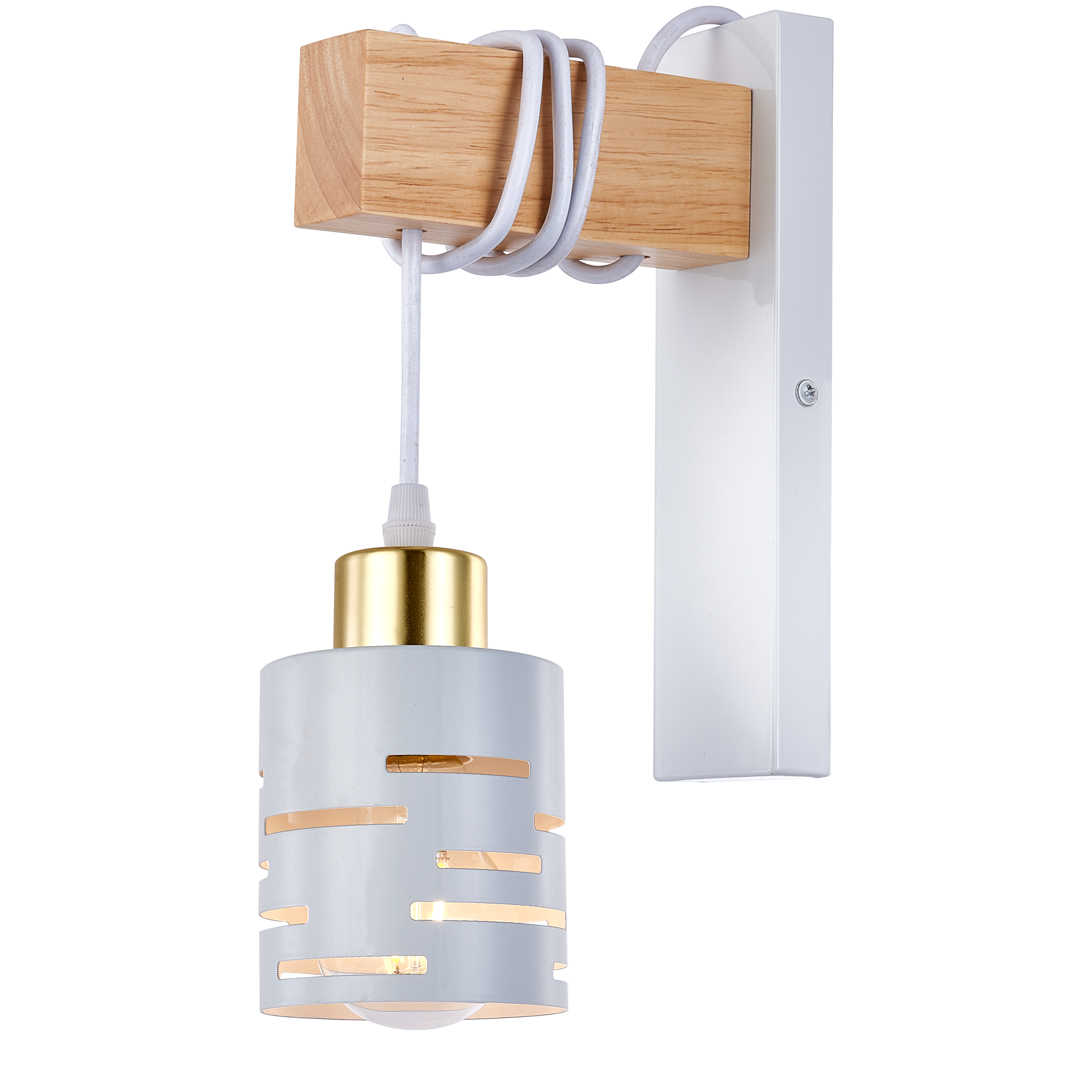 Kinkiet wiszący E27 LED Elen IP20 biały złoto drewno lampa do domu MasterLED