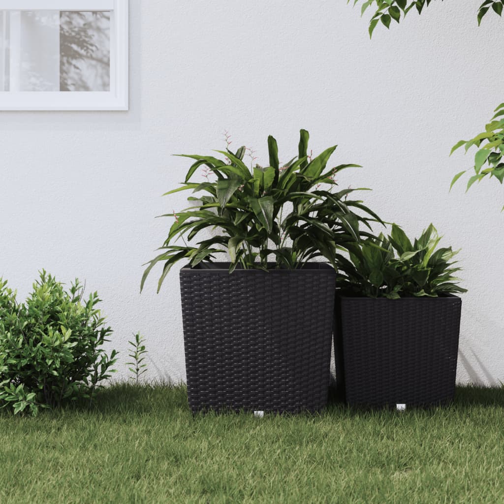 Donica z pojemnikiem wewnętrznym, antracyt, 37/64 L, rattan PP vidaXL