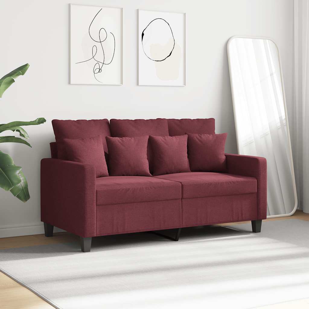 Sofa 2-osobowa, winna czerwień, 120 cm, tapicerowana tkaniną