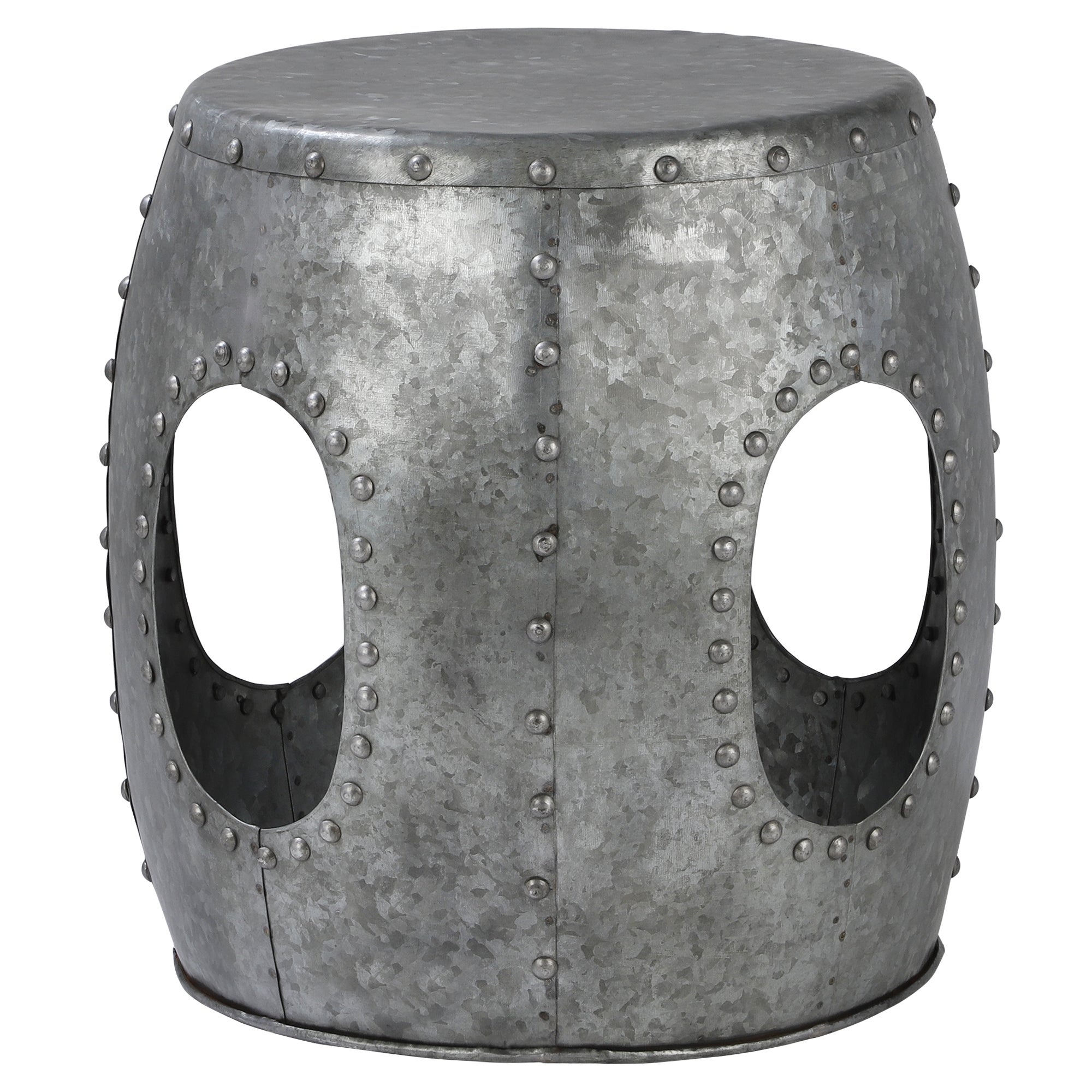 WOMO-DESIGN stolik boczny Vantaa okrągły Ø38x43 cm srebrny unikatowy ręcznie wykonany metal industrialny stolik kawowy do salonu i sofy