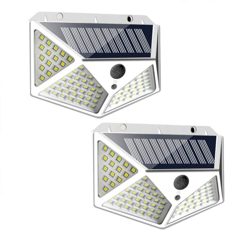 2 sztuki 100 LED Energia Słoneczna Czujnik Ruchu Zewnętrzny Kinkiet Wodoodporny Lampa Ogrodowa