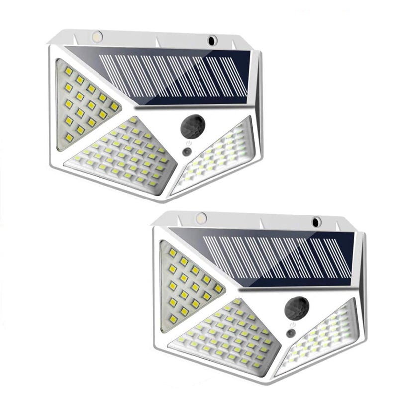 2 sztuki 100 LED Energia Słoneczna Czujnik Ruchu Zewnętrzny Kinkiet Wodoodporny Lampa Ogrodowa