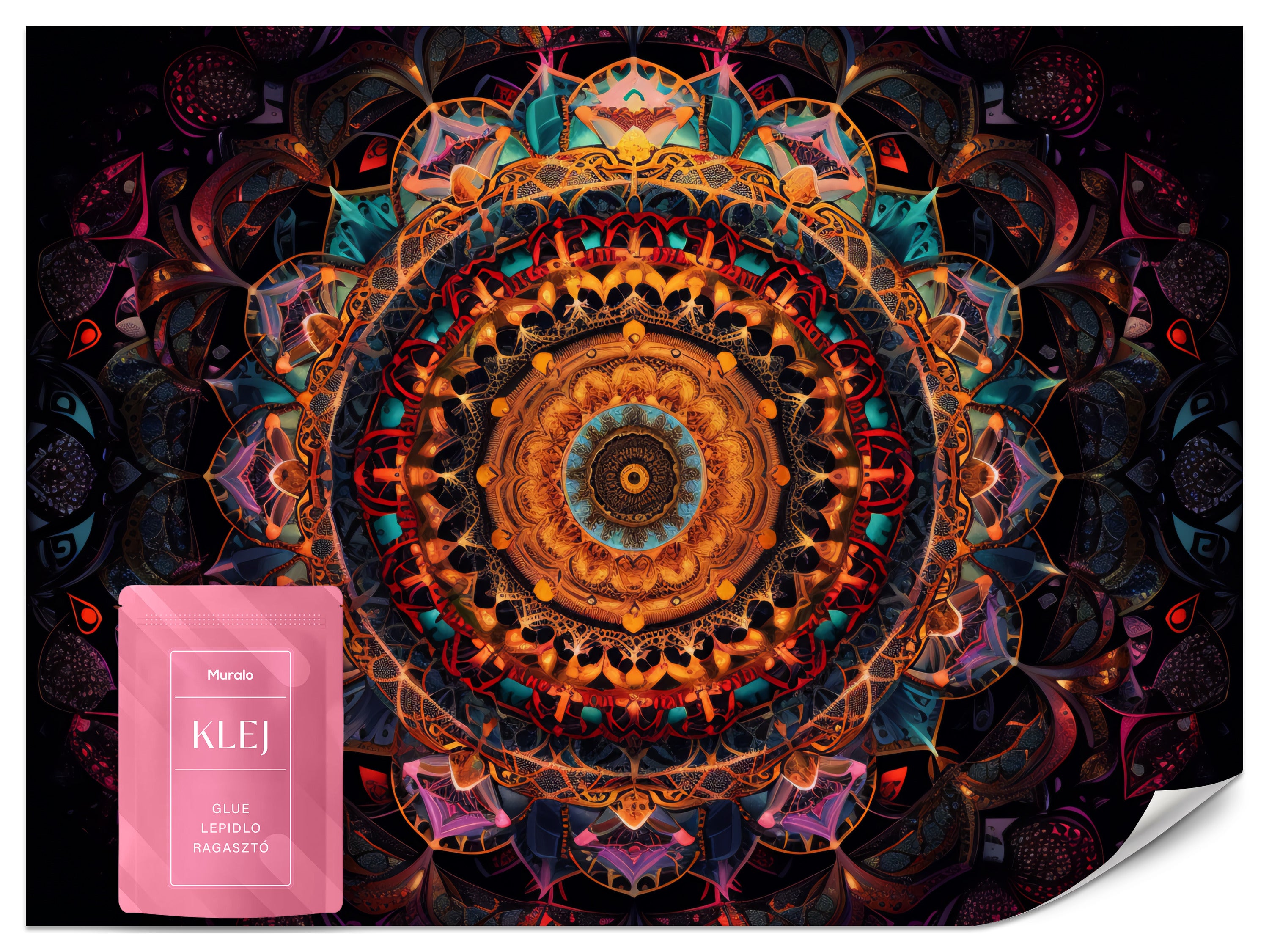 FOTOTAPETA DO SYPIALNI KOLOROWA MANDALA ORNAMENTY BOHO ABSTRAKCJA 350x256
