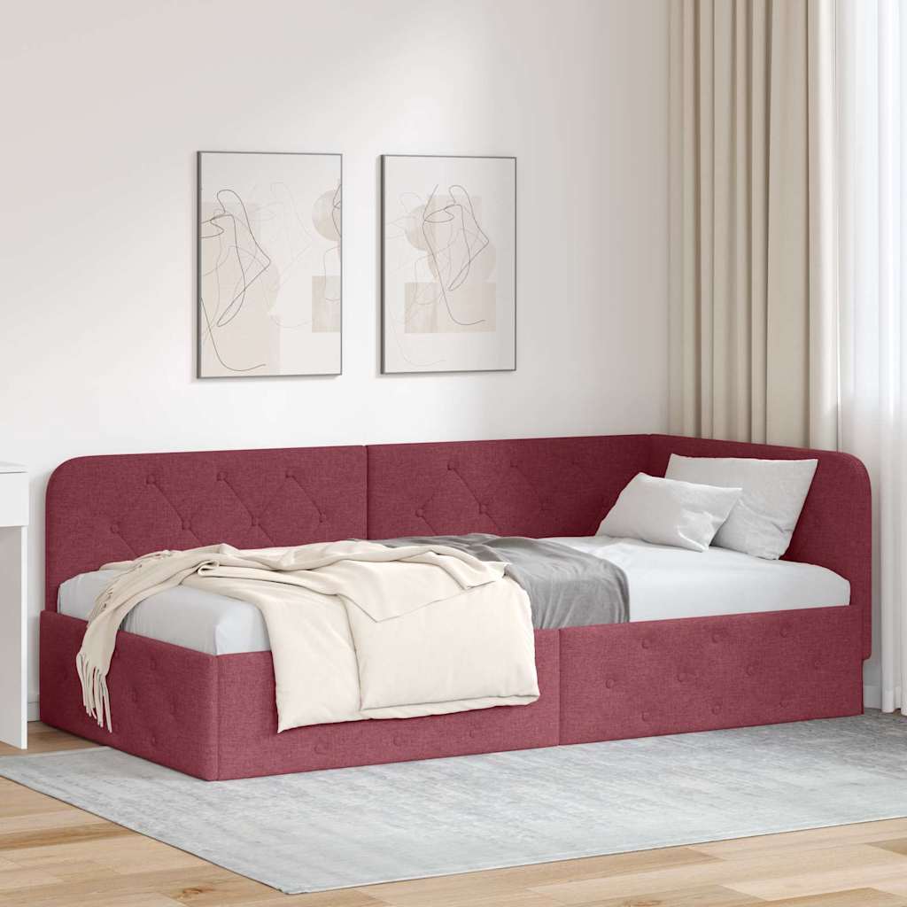 Rama łóżka narożnego Czerwone wino 90 x 200 cm tkanina vidaXL