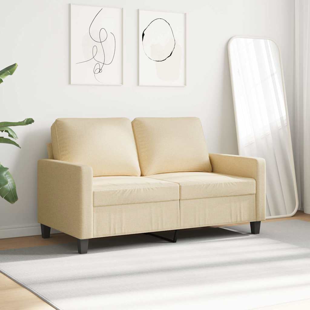 2-osobowa sofa, kremowa, 120 cm, tapicerowana tkaniną