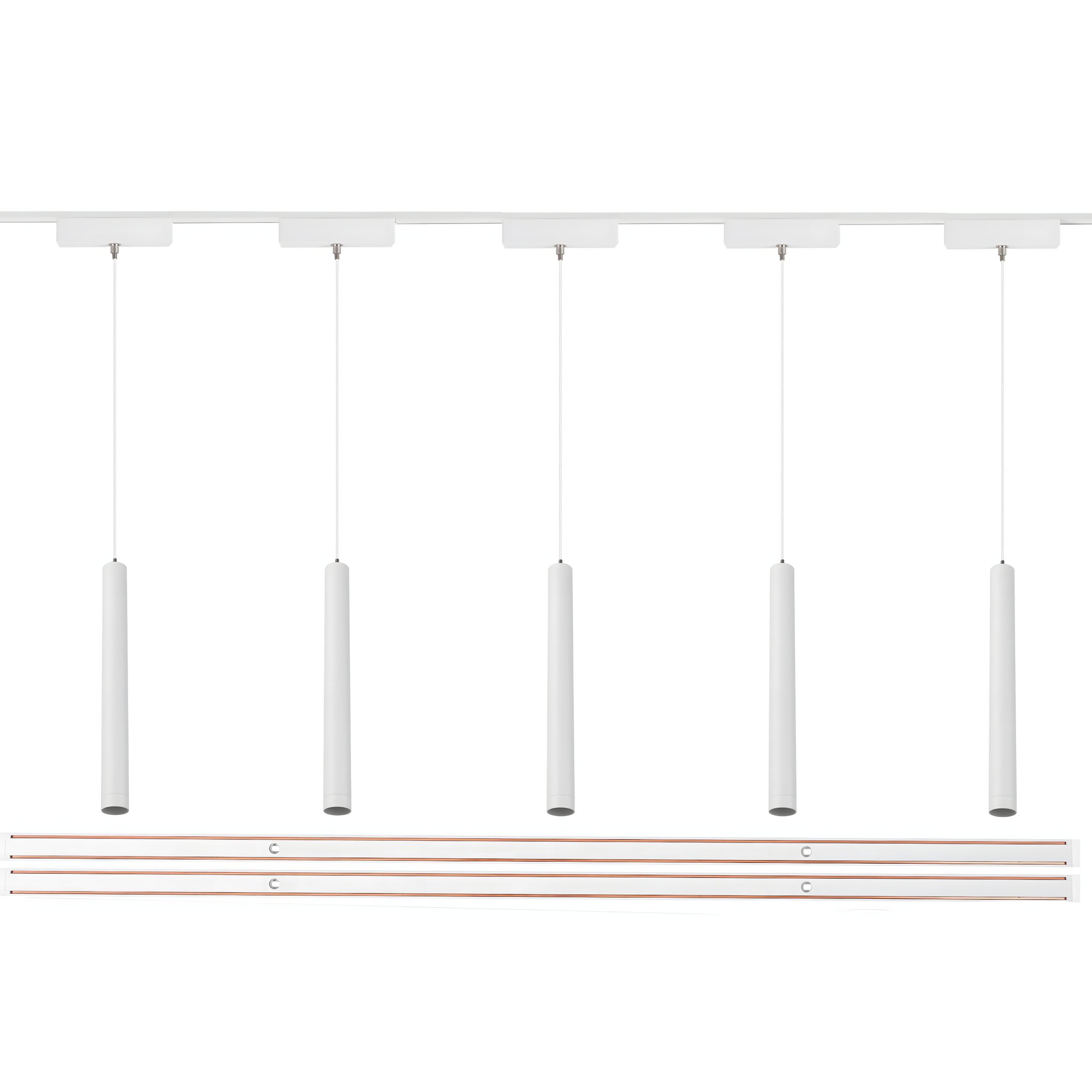Zestaw oświetlenia szynowego LED Biały system magnetyczny szyna listwa 2 x 1m + 5 x lampa LED ze źródłem światła LEDHOFF