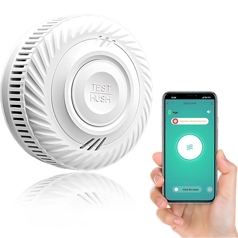 Inteligentny czujnik dymu, czujnik dymu Wi-Fi, z czujnikiem fotoelektrycznym, kompatybilny z aplikacją Tuya/Smart Living, 1 sztuka.
