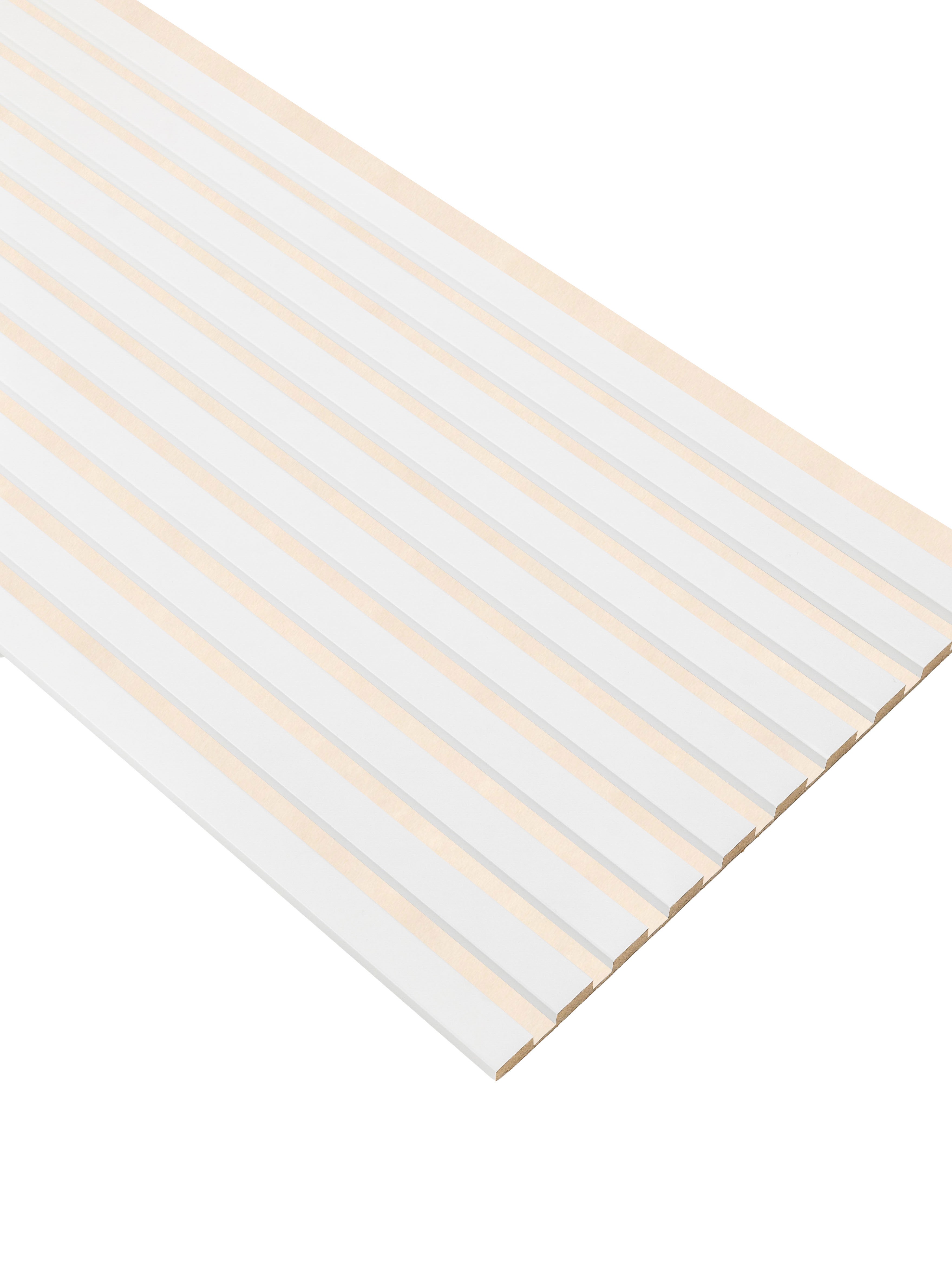 Lamele Ścienne na Beżowym Filcu SunWood 275x46cm Panele Dekoracyjne Białe 1 szt.