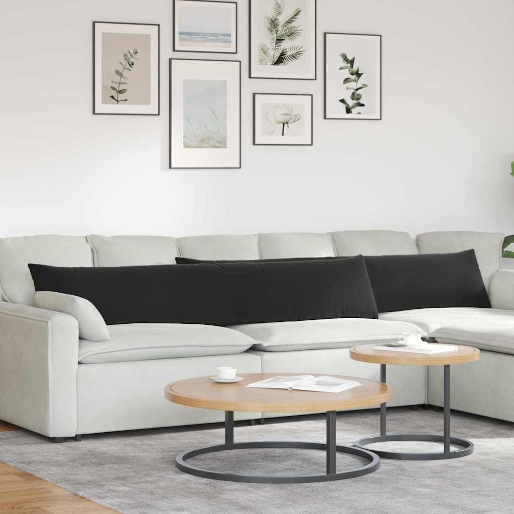 Poduszki na sofę 2 pcs Czarny 200 x 40 cm Tkanina sztruksowa vidaXL