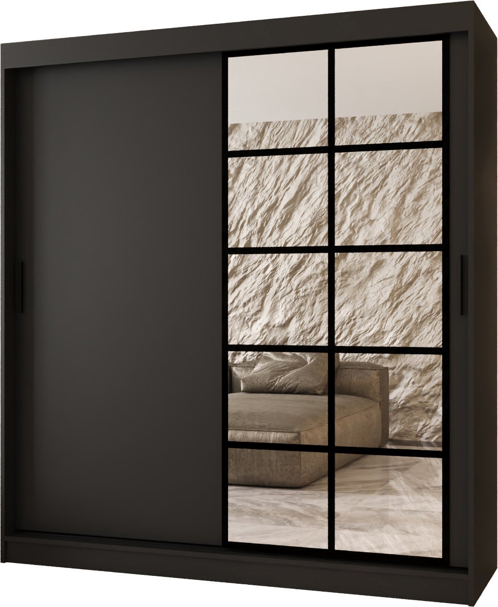 Szafa przesuwna z lustrem ORLANDO 180 x 62 x 200 czarny + u. czarny