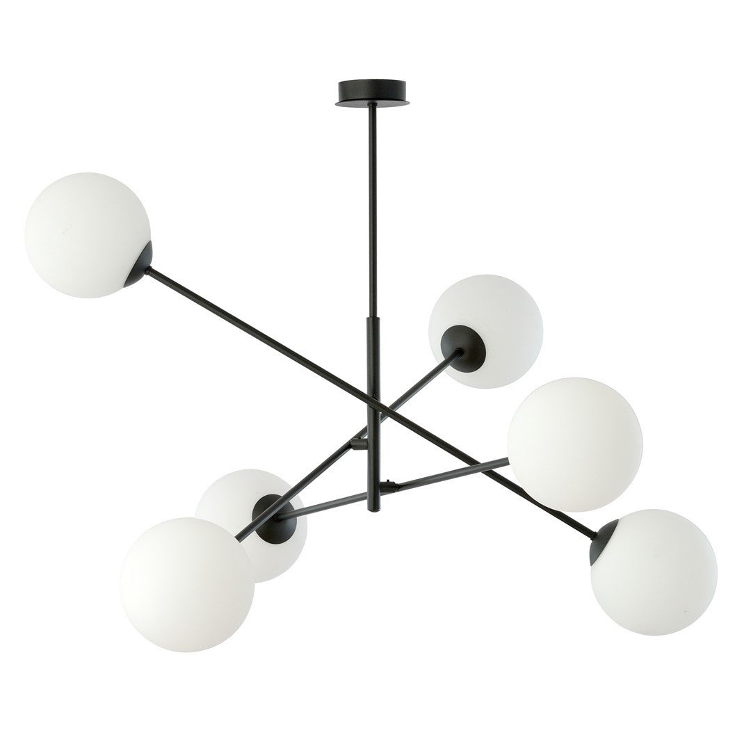 Żyrandol Emibig 6xE14 40W LINEAR 6 BLACK/OPAL 1169/6