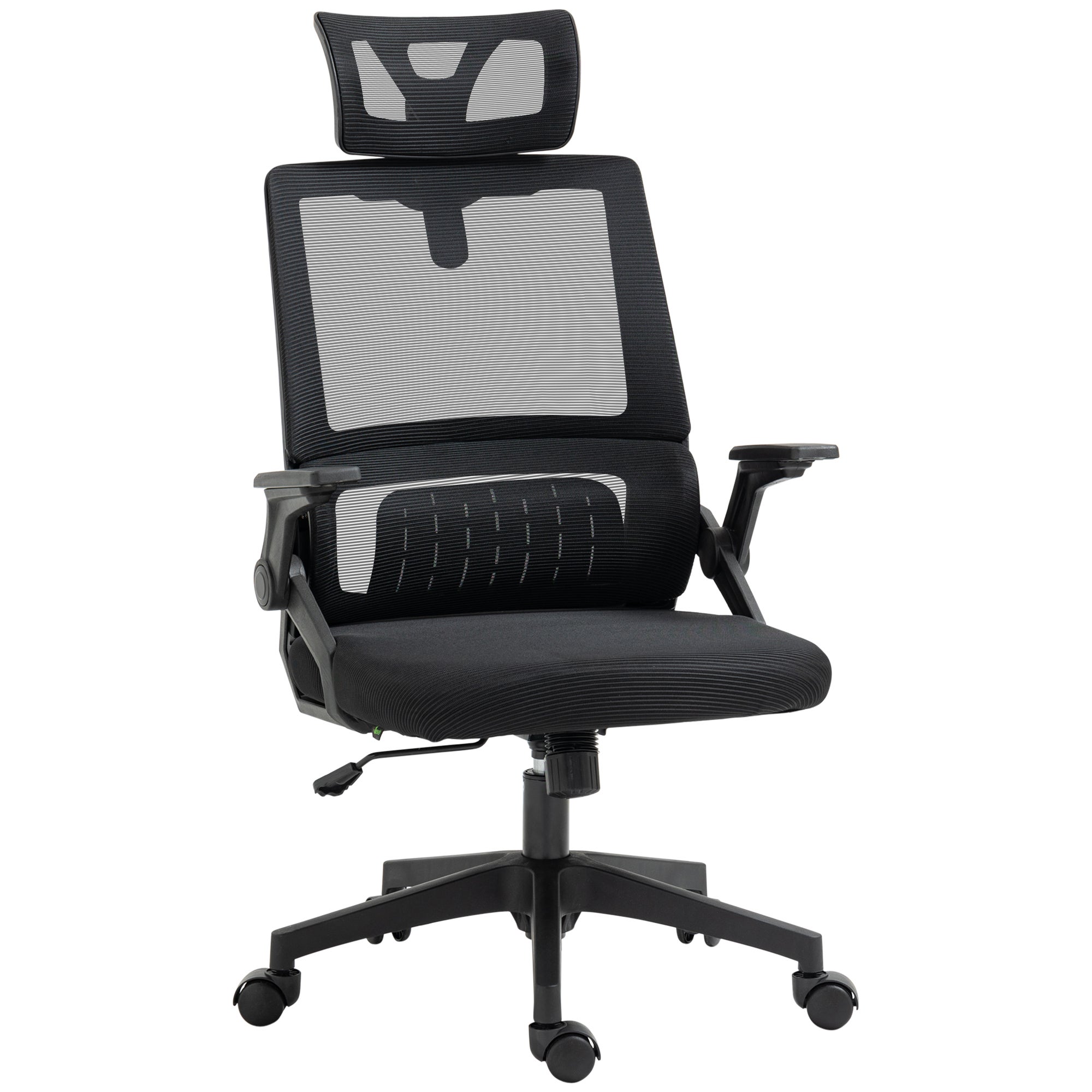 Regulowany fotel biurowy, tkanina z siatki poliestrowej, ergonomiczne odchylane i obrotowe oparcie, kolor czarny