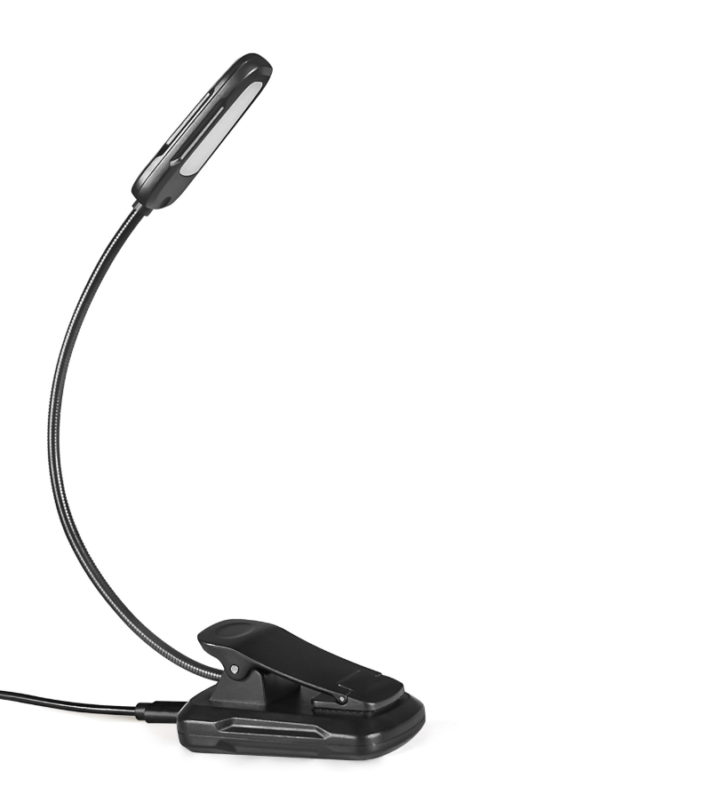 9-diodowa lampa do czytania, lampka z klipsem, ładowana przez USB, z 9 trybami jasności i 3 temperaturami barw, giętka szyjka 360°, lampa z klipsem